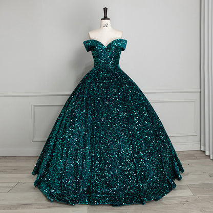 Sequined Ball gown formal bridal dress