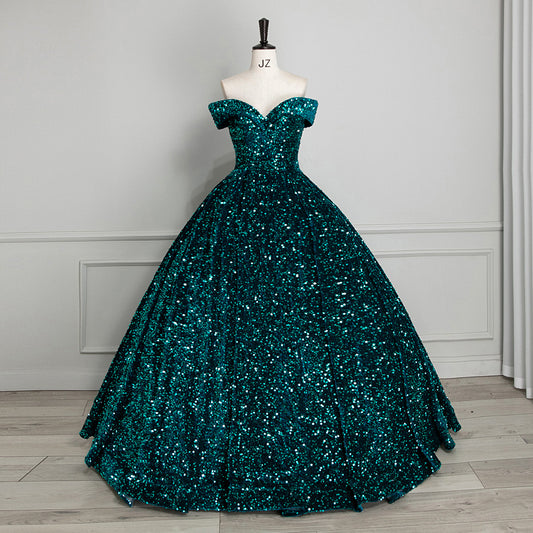 Sequined Ball gown formal bridal dress