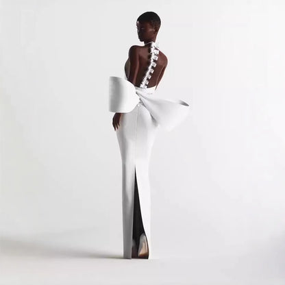 Women's Big Bow Backless Bandage Party Gathering Formal Dress