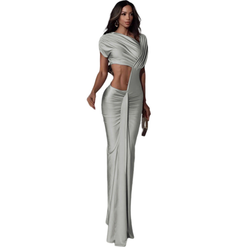 Womens Irregular Cutout High-Waisted Dress