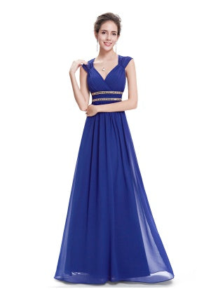 Formal Long Elegant V-Neck Formal Bridesmaid dress
