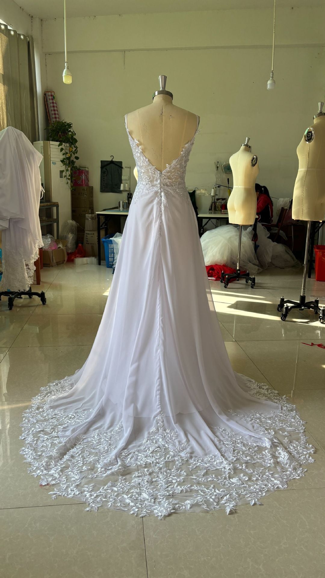 Strap Fishtail Bridal Slim Satin Lace Wedding Dress