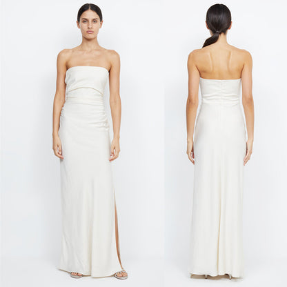Satin Semi Formal White High-grade Dress