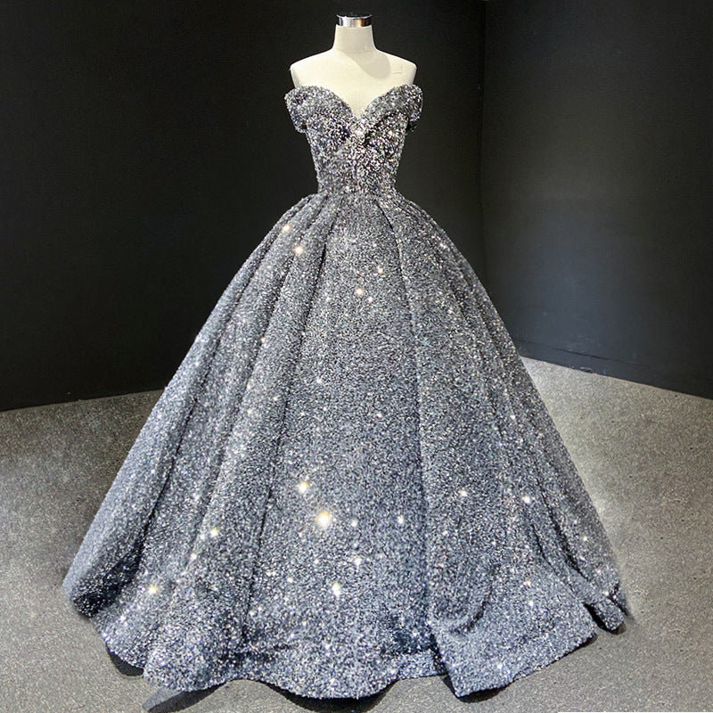Sequined Ball gown formal bridal dress