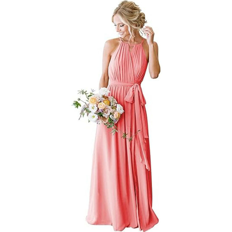 Strap Chiffon Bridesmaid Dress Long