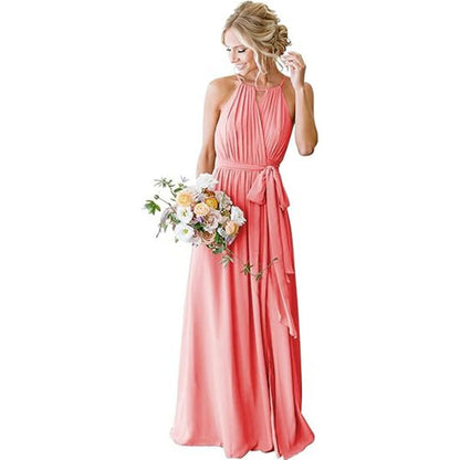 Strap Chiffon Bridesmaid Dress Long