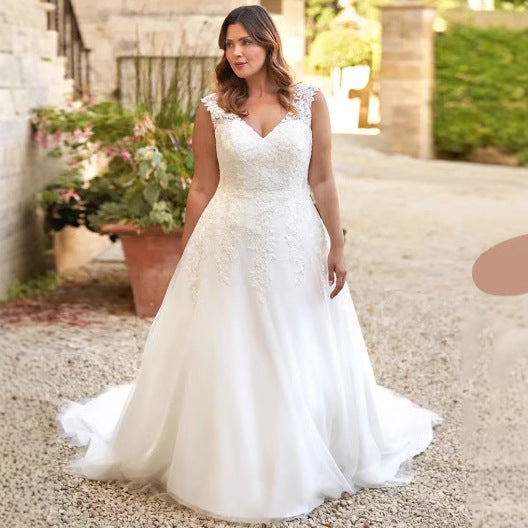 V-Neck Wedding Trailing Slimming Veil Mori Style Wedding Dress