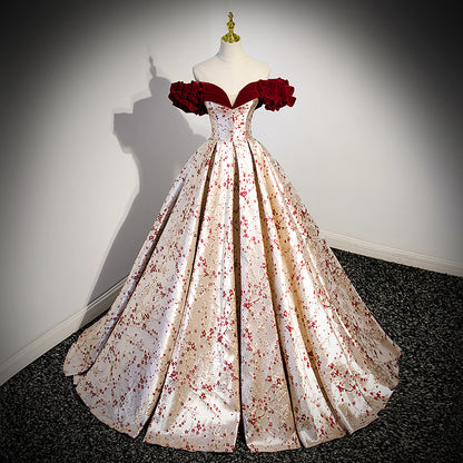 Off-shoulder French Heavy Industry Dress