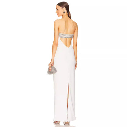 White Diamond Tube Top Bandage Dress Evening Dress