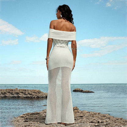 Sexy Knitted Hollow-Out Beach Cover-Up Bikini Swimsuit Beach Dress
