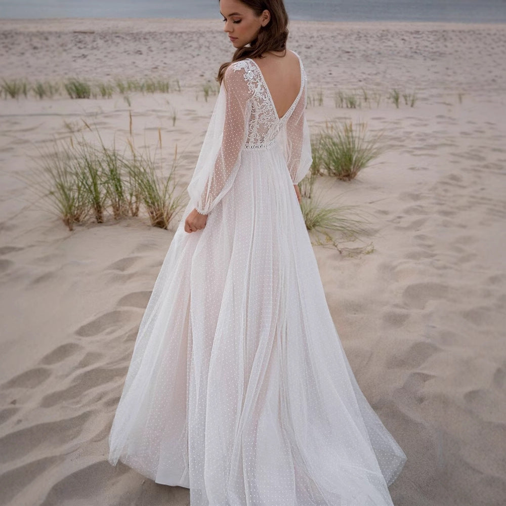 Mesh Split Women's Wedding Dress