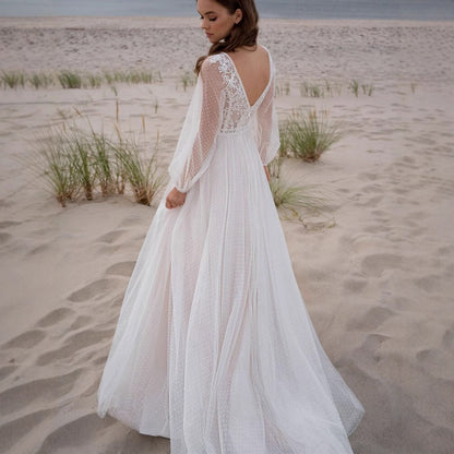 Mesh Split Women's Wedding Dress