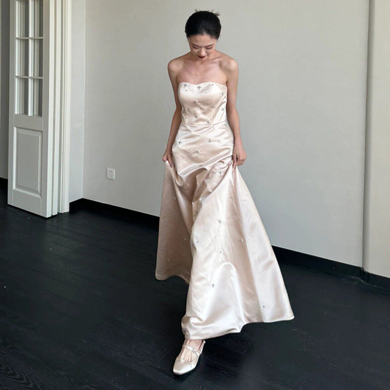 New Satin French Simplicity FashionShoot Trendy Wedding Dress
