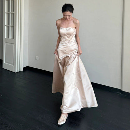 New Satin French Simplicity FashionShoot Trendy Wedding Dress