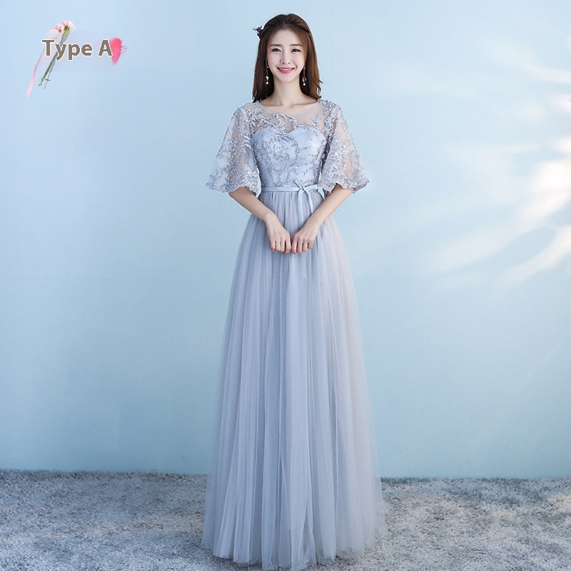 Long Bridesmaid Blue Wedding Party Dress
