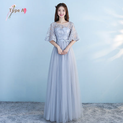 Long Bridesmaid Blue Wedding Party Dress