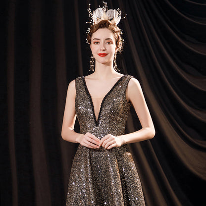 Women's Black Glitter Formal Dress