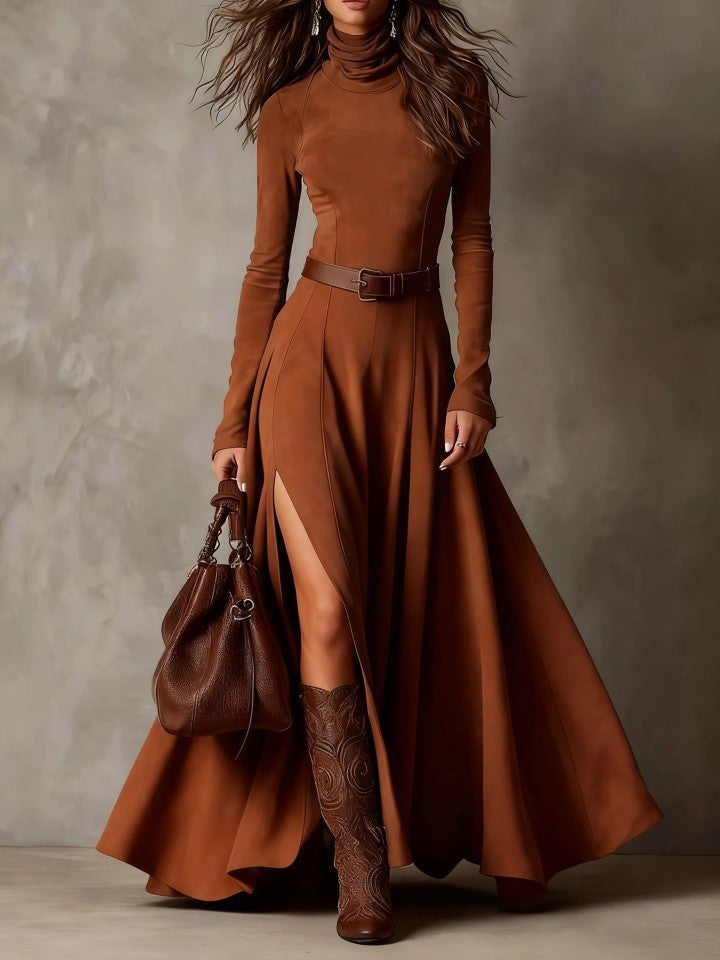 Long Stylish Dress With A BeltEuropean And American Fashion