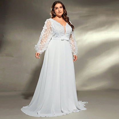 Elegant Wedding Waist Trimming Loose V-neck Dress