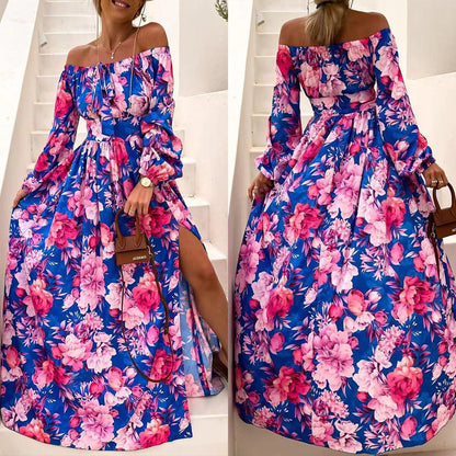 Boho bright multicolor long sleeve colorful summer Dress