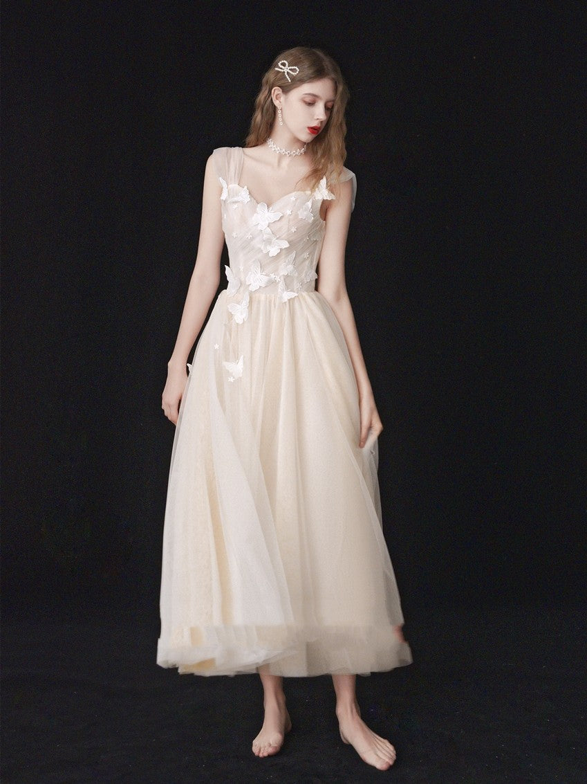 Formal butterfly bridesmaid bridal wedding dress