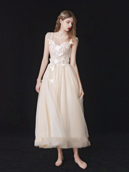 Formal butterfly bridesmaid bridal wedding dress