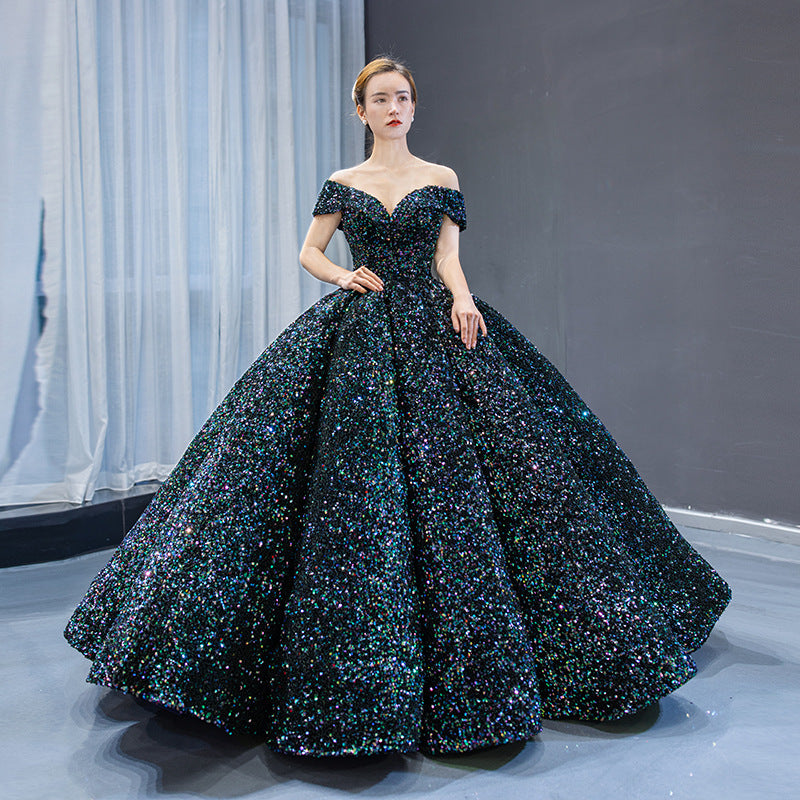 Sequined Ball gown formal bridal dress