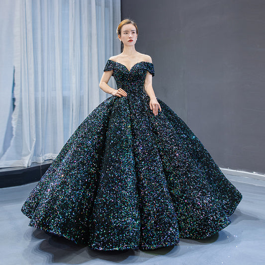 Sequined Ball gown formal bridal dress