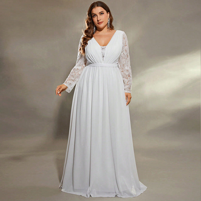 Formal Plus Size Long Sexy Loose Waist Wedding Dress