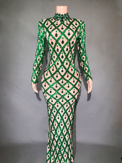 Shiny Rhinestone Women's Evening Party Formal Dress