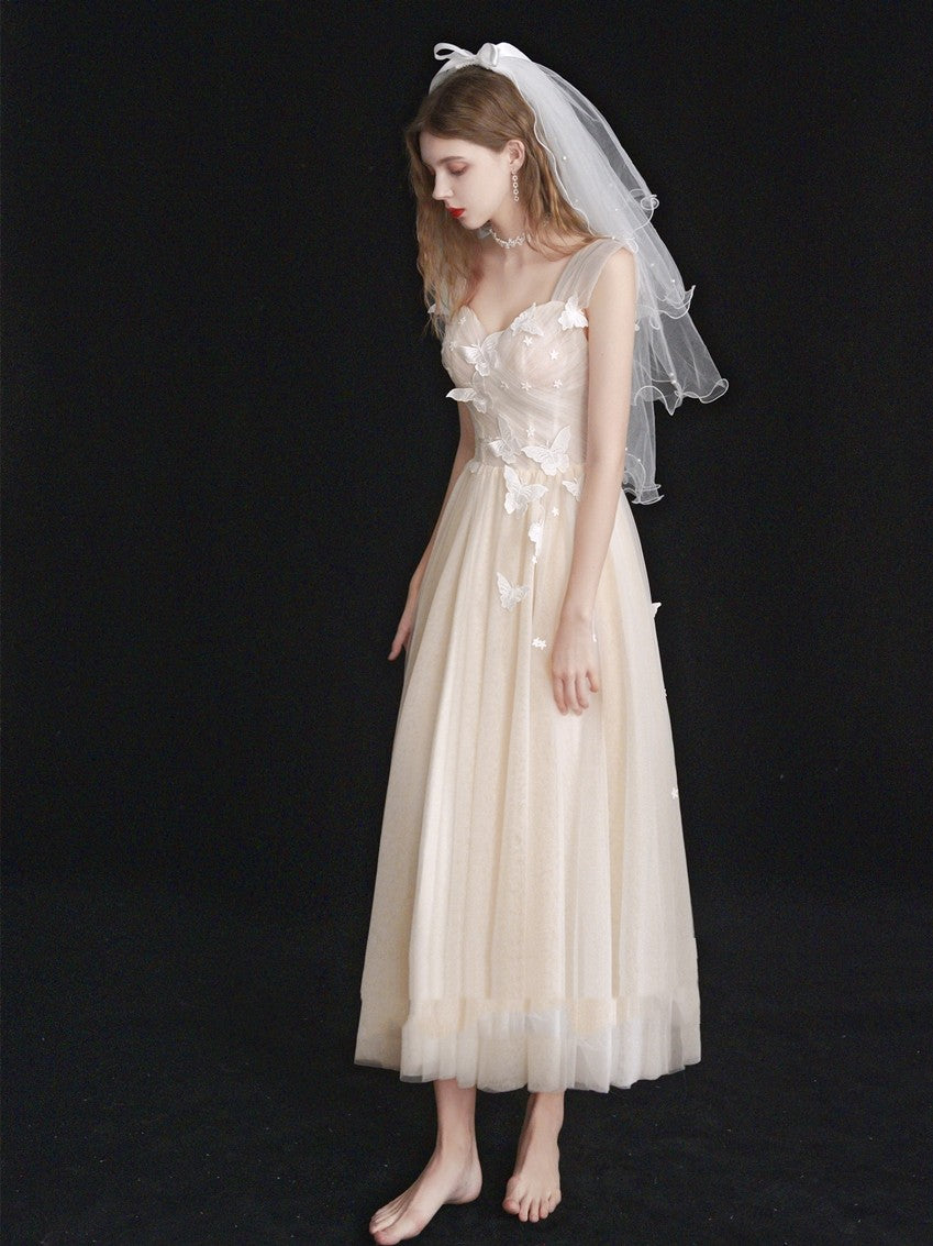 Formal butterfly bridesmaid bridal wedding dress