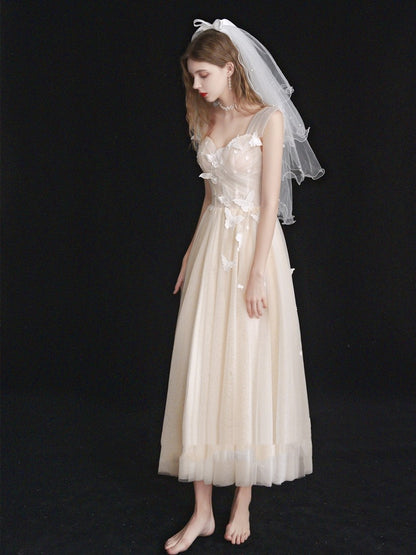 Formal butterfly bridesmaid bridal wedding dress