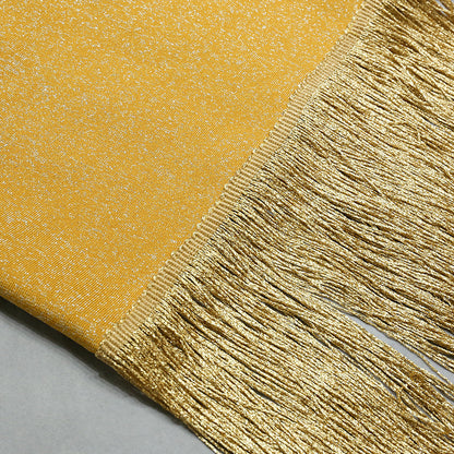 Gold Glitter Evening Fringe Jumpsuit