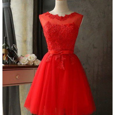 Short Tulle Homecoming Dress - A-Line Lace Graduation Party Gown