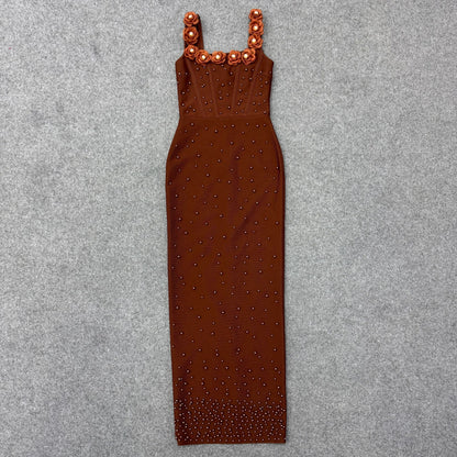 Floral Beaded Elegant Womens Bandage Dress