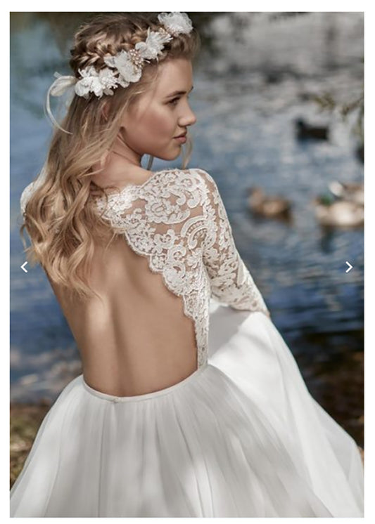 Modern Halter Satin Mermaid Wedding Dress with Draped Back Cape.
