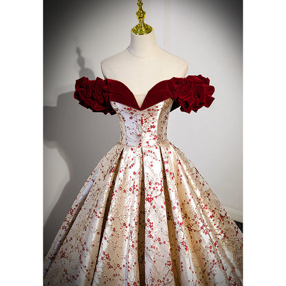 Off-shoulder French Heavy Industry Dress