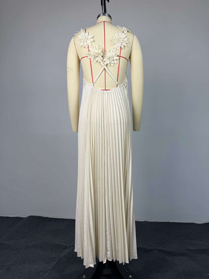 Vacation Suspender Pleated Dress