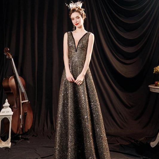 Women's Black Glitter Formal Dress