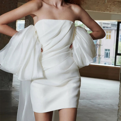 Off-shoulder Light Wedding Dress Simple And Short