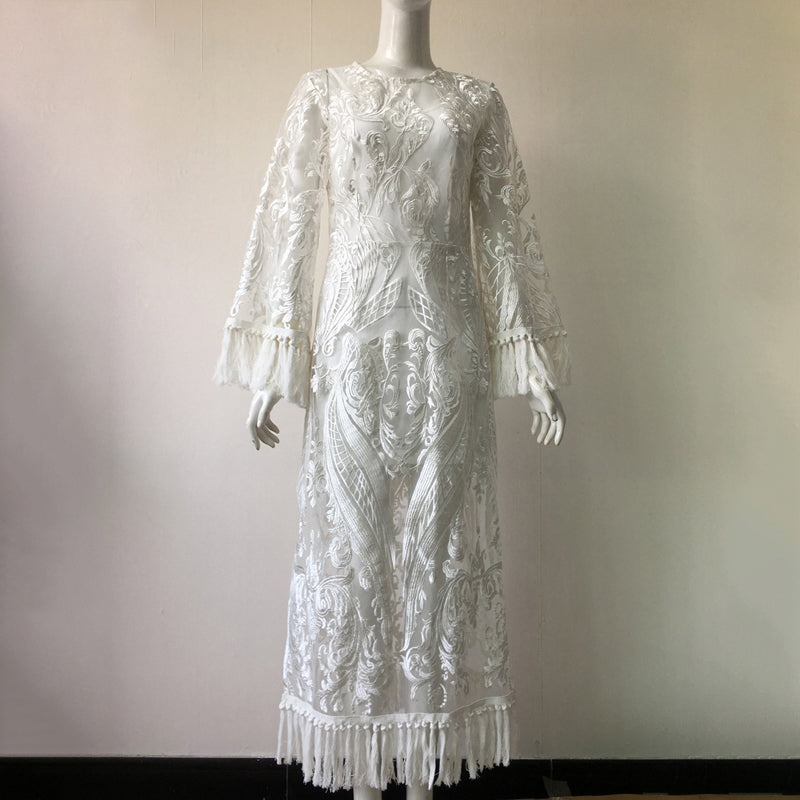 Women Long  Skirt Lace Dress Long Skirt