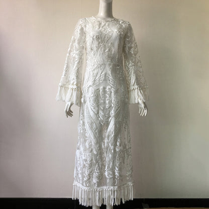 Women Long  Skirt Lace Dress Long Skirt