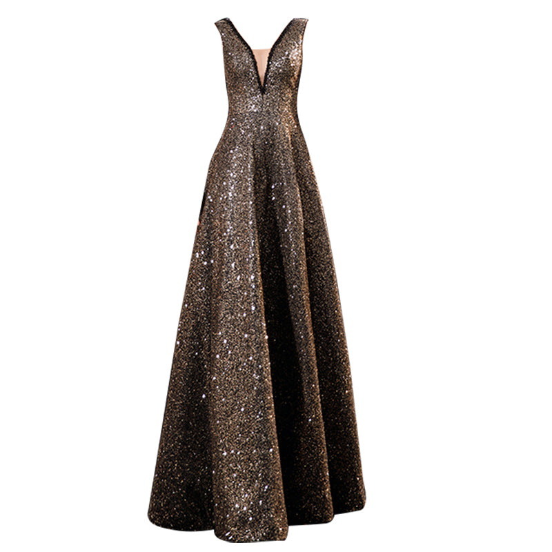 Women's Black Glitter Formal Dress