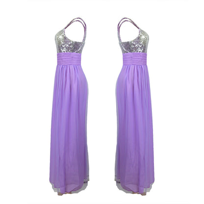 Bridesmaid formal purple Long Dress