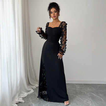 Long Sleeve Dress Dress Elegant Graceful Dress Polyester Dress