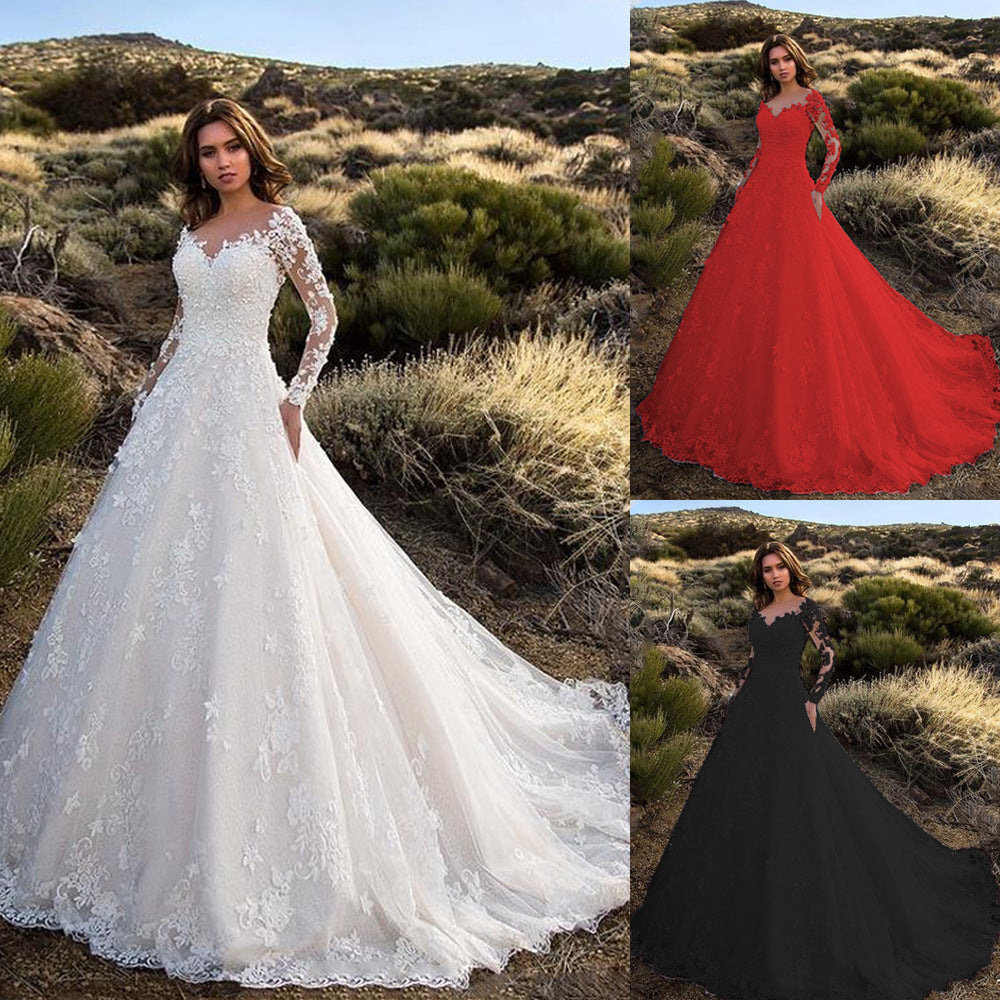 Long Sleeve Off-shoulder White Bridal Wedding Dress