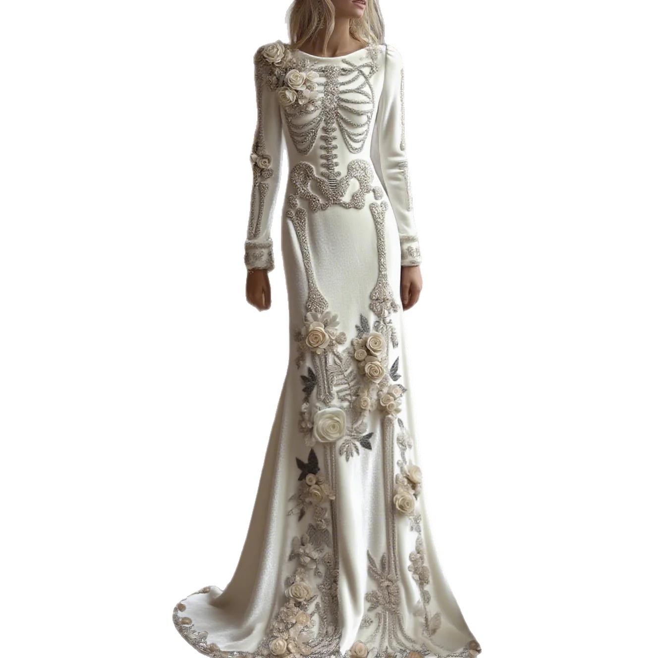 Beautiful Ball Gown Formal Skeleton Bones Halloween Dress