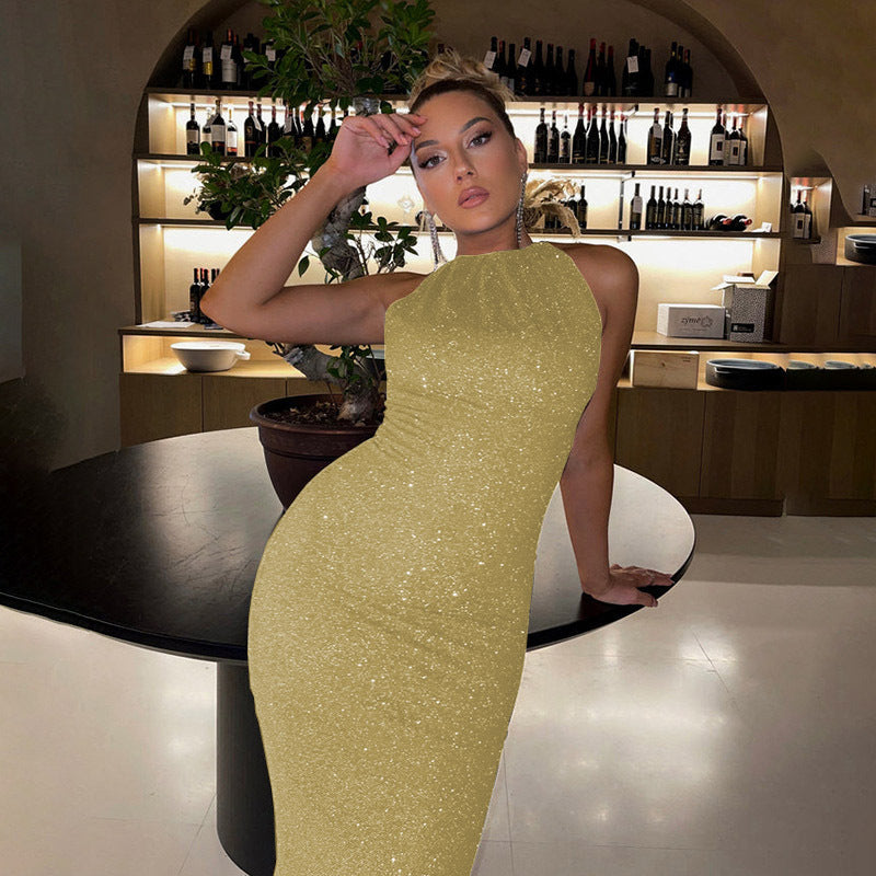 Knitted Sleeveless Slit Long Dress