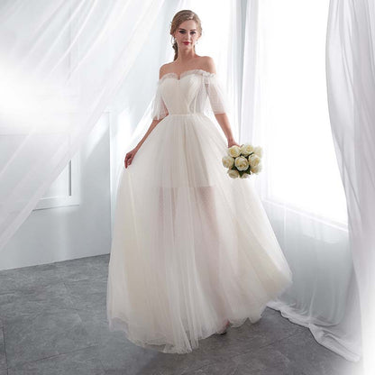 White Off Shoulder Elegant Wedding Dress