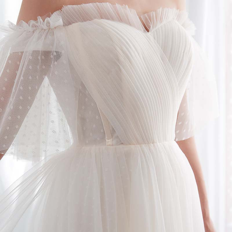 White Off Shoulder Elegant Wedding Dress